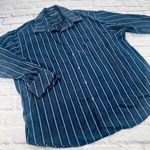 Michael Brandon Mens Blue Stripe French Cuff Dress Shirt 3X 19 19.5